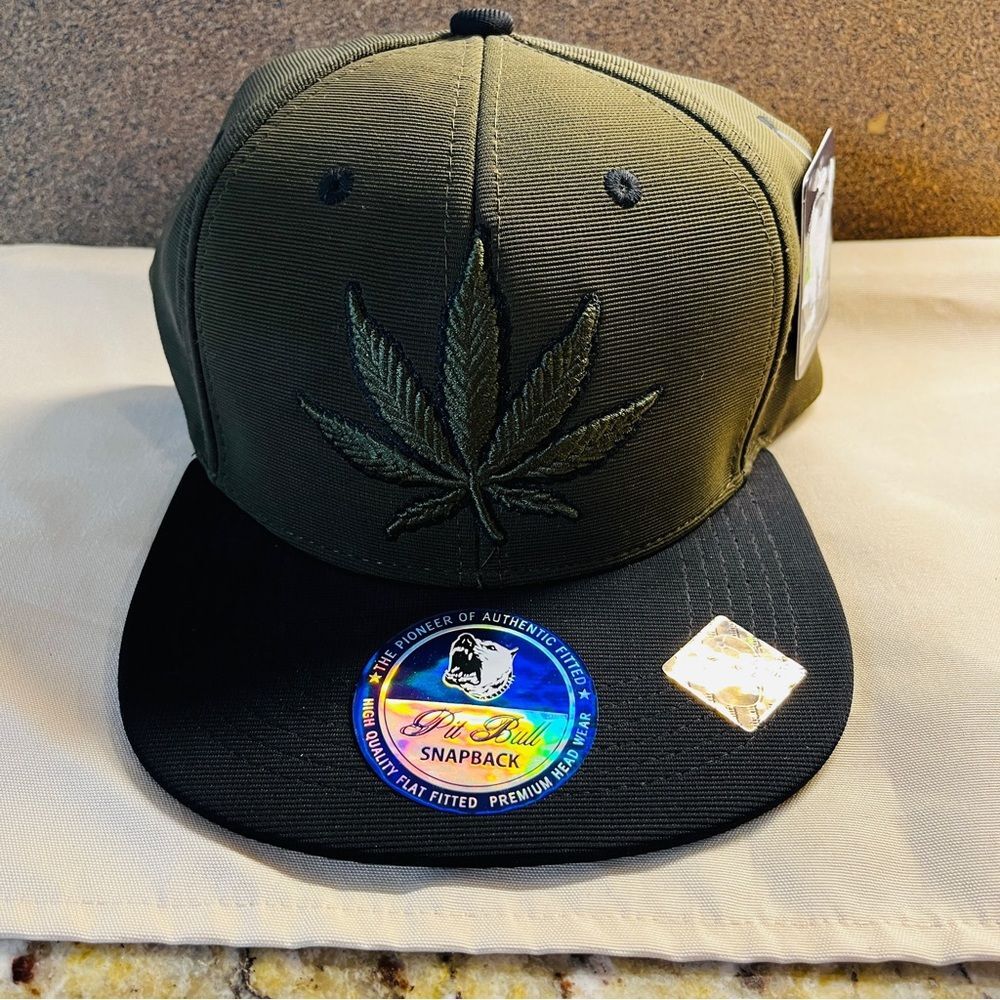 Pit Bull Snap Back Olive Embroidered Cap NWT